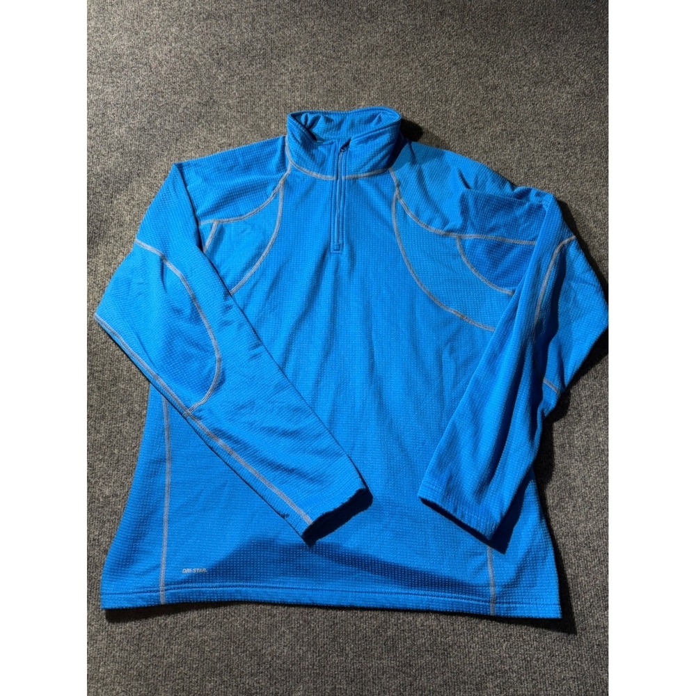 Starter Dri-Star‎ Mens Large Blue Waffle Knit Quarter Zip Pullover Athletic Top